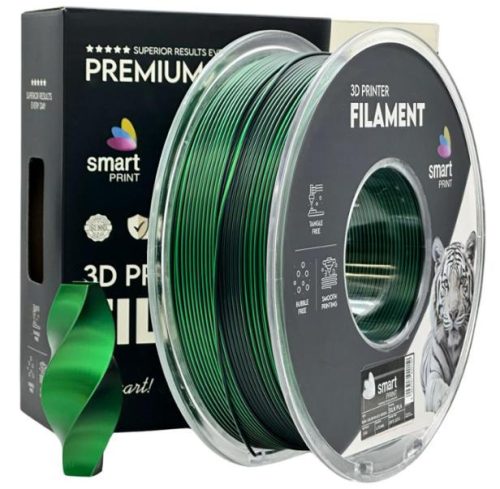 PLA SILK FEKETE-ZÖLD dual color (kétszínű)  filament - 1kg - átmérő 1,75mm +/- 0,03mm / Smart Print