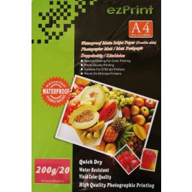   Dupla-matt (kétoldalasan nyomtatható), 200g, A/4, 20 lap/csomag, vízálló tintasugaras fotópapír